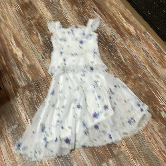 r n kidz white two piece with purple floral design. skirt and top set - Picture 6 of 11